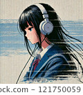 Female student listening to music 121750059