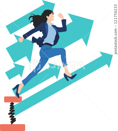 Illustration of a businesswoman starting a new business 121750233