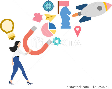 拿著磁鐵的女人的插圖 121750239