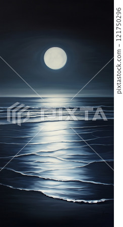 Full moon setting over the sea 121750296