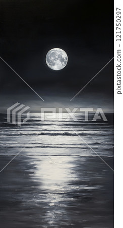 Full moon illuminating the sea 121750297