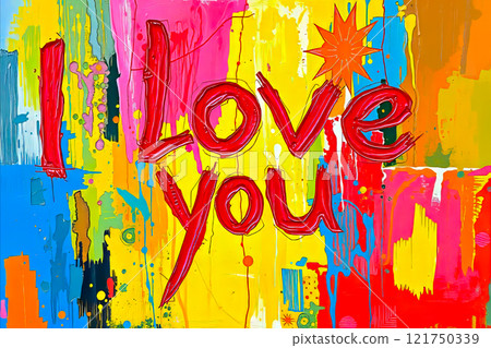 I love you text in acrylic style I love you text in acrylic style 121750339