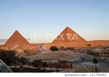 The Great Pyramids of Giza, a popular tourist destination in Egypt 121750491