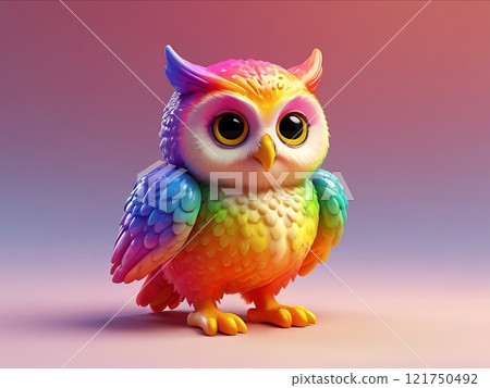 3d owl in rainbow color style 121750492