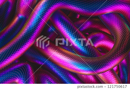 Abstract snake skin texture background with iridescent colors. 3d rendering 121750617