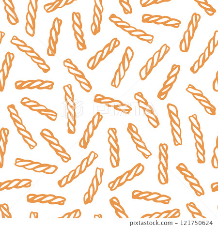 Hand drawn gemelli pasta seamless pattern Hand drawn gemelli pasta seamless pattern 121750624