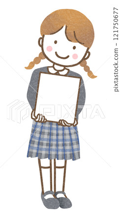 A girl with a white board A girl with a white board 121750677