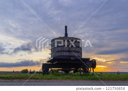 Old wine press near Vougeot, Cote de Nuits, Burgundy, France 121750858