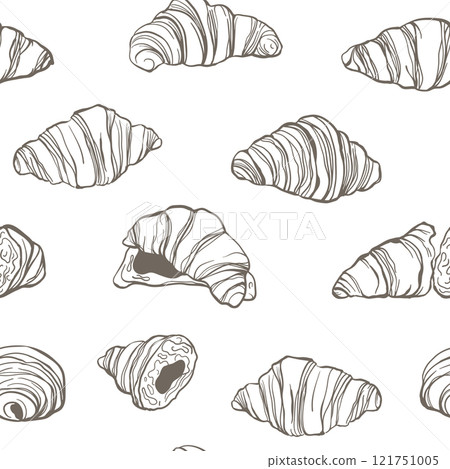 Hand drawn croissant seamless pattern Hand drawn croissant seamless pattern 121751005