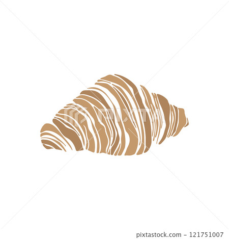 Hand drawn croissant in brown colors 121751007
