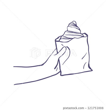 Hand drawn croissant in a paper bag Hand drawn croissant in a paper bag 121751008