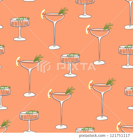 Two festive cocktails seamless pattern 121751117
