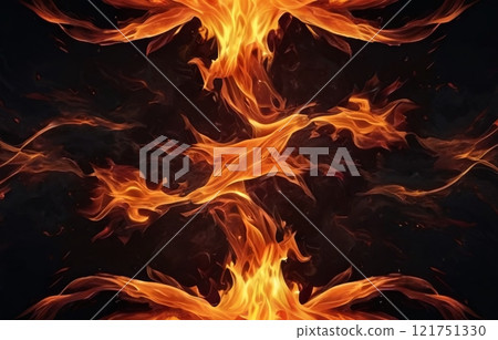 Fire flames on dark background. 121751330