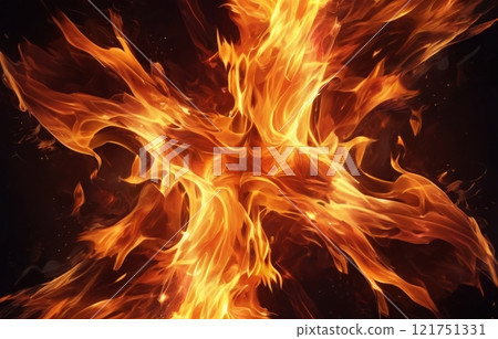 Fire flames on dark background. 121751331