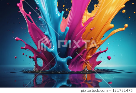 Colourful liquid paint splashes. 121751475