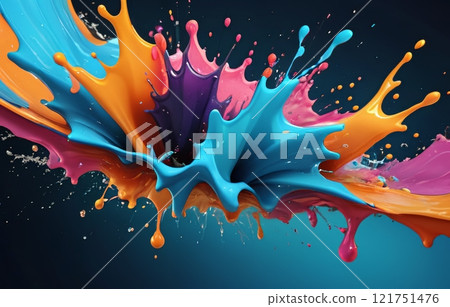 Colourful liquid paint splashes. 121751476