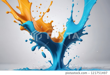 Colourful liquid paint splashes. 121751497