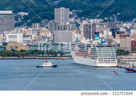 Nagasaki Port Cruise Ship Departure (Adora Mediterranea) from Megami Ohashi Bridge [Nagasaki City] 121751894