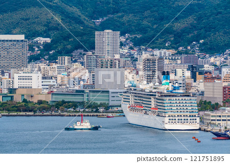 Nagasaki Port Cruise Ship Departure (Adora Mediterranea) from Megami Ohashi Bridge [Nagasaki City] 121751895