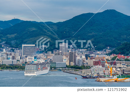 Nagasaki Port Cruise Ship Departure (Adora Mediterranea) from Megami Ohashi Bridge [Nagasaki City] 121751902