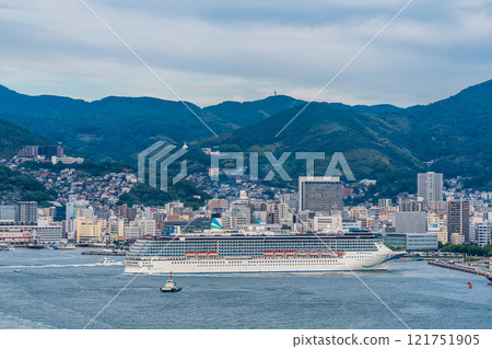 Nagasaki Port Cruise Ship Departure (Adora Mediterranea) from Megami Ohashi Bridge [Nagasaki City] 121751905