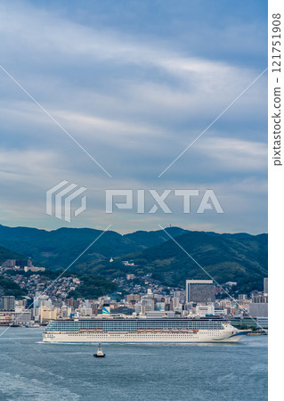 Nagasaki Port Cruise Ship Departure (Adora Mediterranea) from Megami Ohashi Bridge [Nagasaki City] 121751908