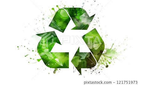 Recycling symbol promoting environmental awareness and sustainability 121751973