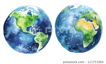 Watercolor painting showing north and south america on planet earth Watercolor painting showing north and south america on planet earth 121751984