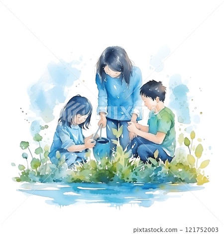 Children working together to protect and conserve water resources 121752003