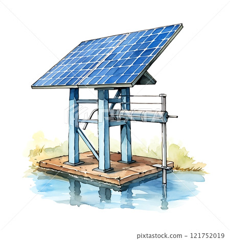 Solar panel powering a water pump for world water day 121752019