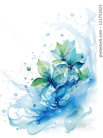 Green leaves emerging from splashing water on water day Green leaves emerging from splashing water on water day 121752023