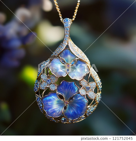 藍色花朵項鍊 121752045