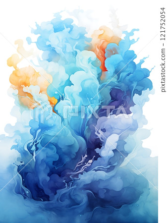Colorful smoke creating abstract shapes on white background for water day Colorful smoke creating abstract shapes on white background for water day 121752054