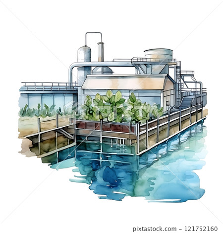 Water treatment plant celebrating world water day, ensuring clean and safe water for communities 121752160