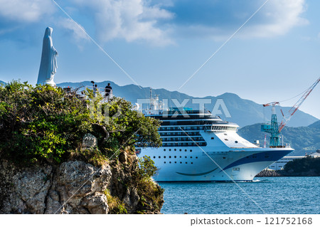 Cruise ship departing from Nagasaki Port (Adora Mediterranea) From the Island of God: Maria of the Cape and Cruise Ship [Nagasaki City] 121752168
