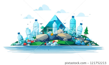 Plastic waste polluting water, threatening buildings and environment on water day 121752213