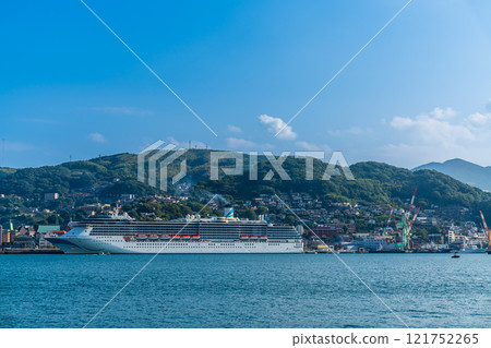 Nagasaki Port Cruise Ship Departure (Adora Mediterranea) from the opposite shore [Nagasaki City] 121752265