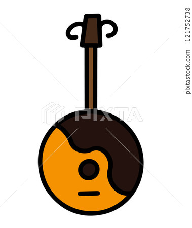 Detailed depiction of a domra featuring a blend of brown and orange colors. Detailed depiction of a domra featuring a blend of brown and orange colors. 121752738