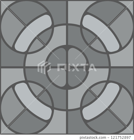 Street pavement stone, grey tile pattern. Walkway concrete tile wallpaper backdrop, street brick cobblestone isolated vector textile pattern or floor cement paving wrapping paper background 121752897
