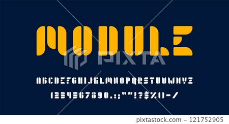 Modern kids font and abstract playful type for child typeface, vector English alphabet. Bold font of soft rounded module letters and number for kids text letters or child typography ABC typeface 121752905