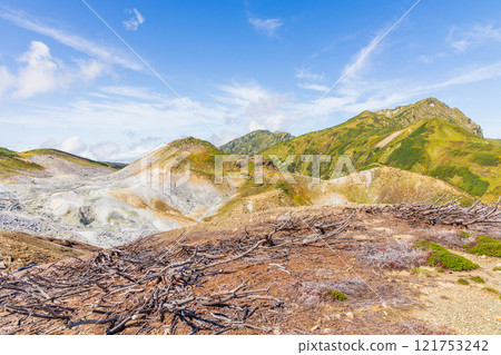 秋季的立山黑部阿爾卑斯山路線、秋葉的雷鳥澤、地獄谷 秋季的立山黑部阿爾卑斯山路線、秋葉的雷鳥澤、地獄谷 121753242