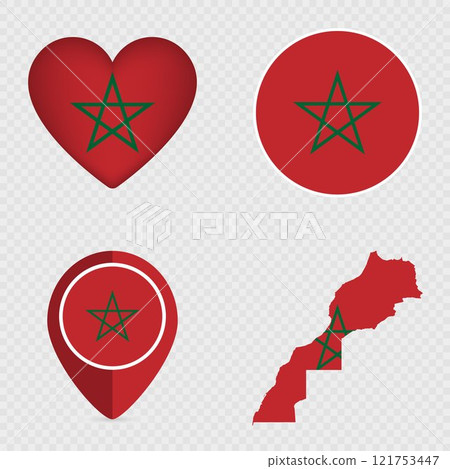 Morocco Flag Icons Pack. Vector illustration. 121753447