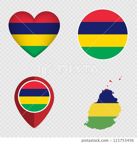 Mauritius Flag Icons Pack. Vector illustration. 121753456