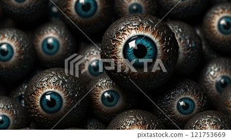 一團黑色眼球狀的物體,帶著恐怖的感覺 一團黑色眼球狀的物體,帶著恐怖的感覺 121753669
