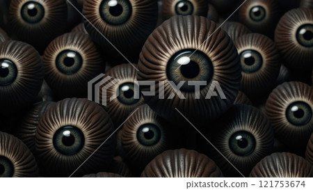 一團黑色眼球狀的物體,帶著恐怖的感覺 一團黑色眼球狀的物體,帶著恐怖的感覺 121753674