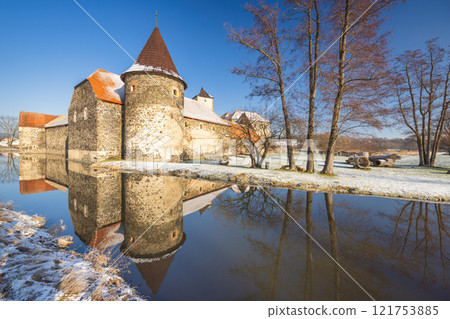 Svihov castle in winter, medieval landmark in Region Pilsen in Czech Republic, Europe. Svihov castle in winter, medieval landmark in Region Pilsen in Czech Republic, Europe. 121753885