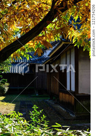 與明亮的秋光相映襯的秋季日本庭園風景「舊細川禦部住宅」竹燈在熊本市限量發售 121754206
