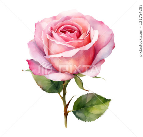 Watercolor pink roses flowers, symbol of love, wedding, purity, vector illustration 121754285