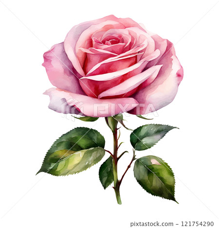 Watercolor pink roses flowers, symbol of love, wedding, purity, vector illustration 121754290