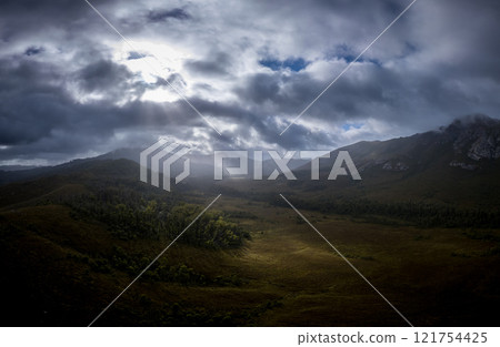 Gordon River Road Landscape in Tasmania Australia 121754425